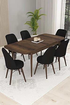 Rovena Kaf Barok 80x132 Açılabilir Suntalam Mutfak Masası Takımı 6 Adet Sandalye