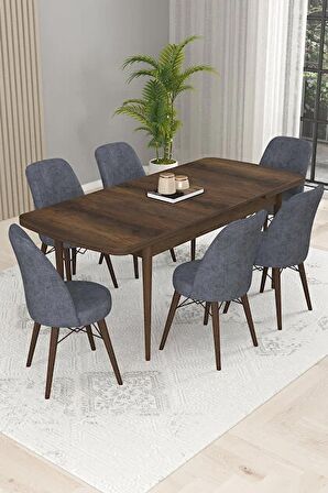 Rovena Kaf Barok 80x132 Açılabilir Suntalam Mutfak Masası Takımı 6 Adet Sandalye