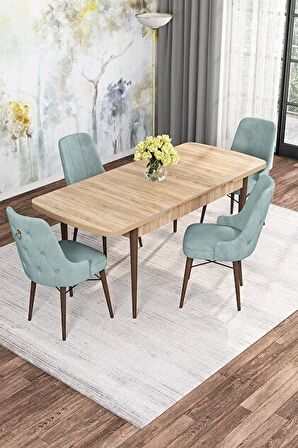 Rovena Alaska Meşe 80x132 Açılabilir Suntalam Mutfak Masası Takımı 4 Adet Sandalye