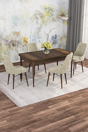 Rovena Alaska Barok 80x132 Açılabilir Suntalam Mutfak Masası Takımı 4 Adet Sandalye