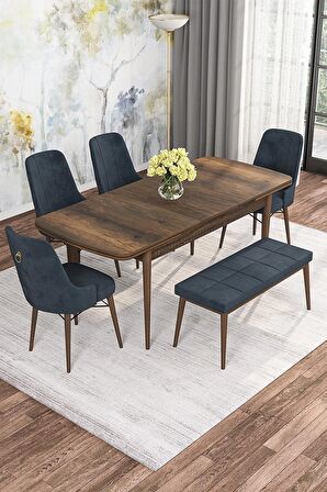 Rovena Alaska Barok 80x132 Açılabilir Suntalam Mutfak Masası Takımı 4 Adet Sandalye+1 Bench