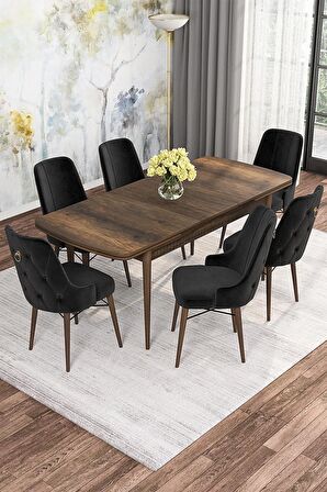 Rovena Alaska Barok 80x132 Açılabilir Suntalam Mutfak Masası Takımı 6 Adet Sandalye
