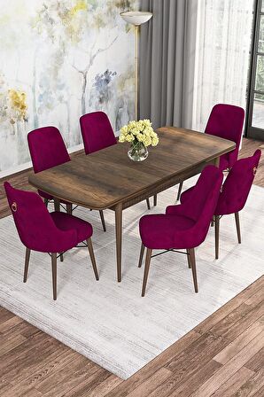 Rovena Alaska Barok 80x132 Açılabilir Suntalam Mutfak Masası Takımı 6 Adet Sandalye