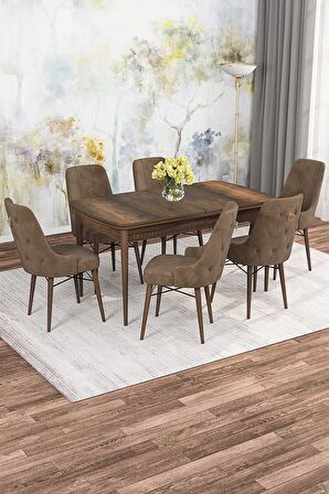 Rovena Alaska Barok 80x132 Açılabilir Suntalam Mutfak Masası Takımı 6 Adet Sandalye