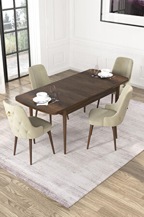 Rovena Mateo Barok 80x132 Açılabilir Suntalam Mutfak Masası Takımı 4 Adet Sandalye