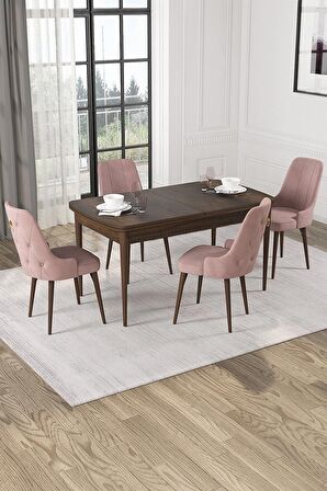 Rovena Mateo Barok 80x132 Açılabilir Suntalam Mutfak Masası Takımı 4 Adet Sandalye