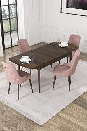 Rovena Mateo Barok 80x132 Açılabilir Suntalam Mutfak Masası Takımı 4 Adet Sandalye