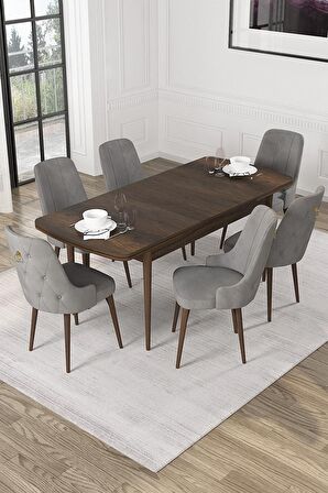 Rovena Mateo Barok 80x132 Açılabilir Suntalam Mutfak Masası Takımı 6 Adet Sandalye