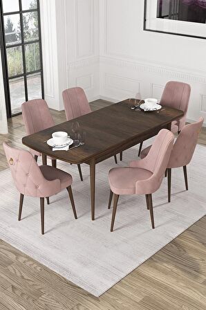 Rovena Mateo Barok 80x132 Açılabilir Suntalam Mutfak Masası Takımı 6 Adet Sandalye