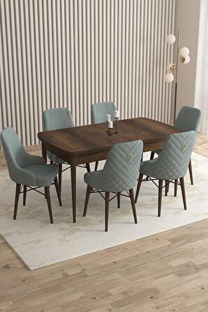 Rovena Queen Barok 80x132 Açılabilir Suntalam Mutfak Masası Takımı 6 Adet Sandalye