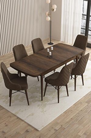 Rovena Queen Barok 80x132 Açılabilir Suntalam Mutfak Masası Takımı 6 Adet Sandalye