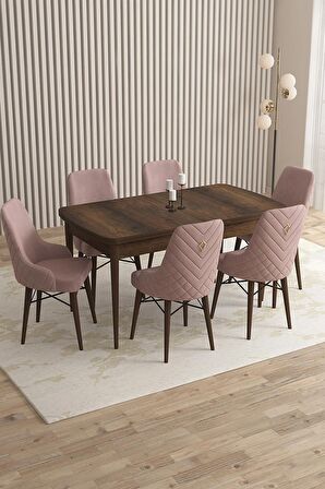 Rovena Queen Barok 80x132 Açılabilir Suntalam Mutfak Masası Takımı 6 Adet Sandalye