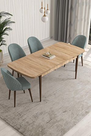 Rovena Modica Meşe 80x132 Açılabilir Suntalam Mutfak Masası Takımı 4 Adet Sandalye