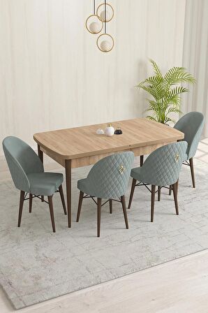 Rovena Olbia Meşe 80x132 Açılabilir Suntalam Mutfak Masası Takımı 4 Adet Sandalye