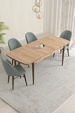 Rovena Olbia Meşe 80x132 Açılabilir Suntalam Mutfak Masası Takımı 4 Adet Sandalye