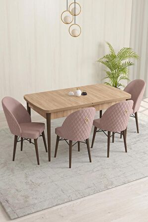 Rovena Olbia Meşe 80x132 Açılabilir Suntalam Mutfak Masası Takımı 4 Adet Sandalye