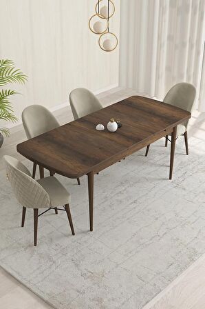 Rovena Olbia Barok 80x132 Açılabilir Suntalam Mutfak Masası Takımı 4 Adet Sandalye