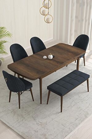 Rovena Olbia Barok 80x132 Açılabilir Suntalam Mutfak Masası Takımı 4 Adet Sandalye+1 Bench