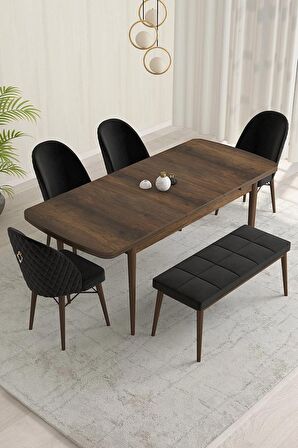 Rovena Olbia Barok 80x132 Açılabilir Suntalam Mutfak Masası Takımı 4 Adet Sandalye+1 Bench