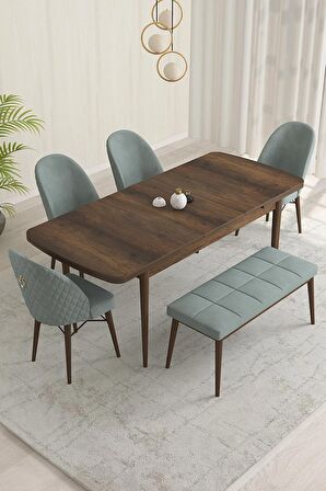 Rovena Olbia Barok 80x132 Açılabilir Suntalam Mutfak Masası Takımı 4 Adet Sandalye+1 Bench