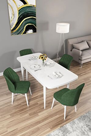Rovena Novana Beyaz 80x132 Açılabilir Suntalam Mutfak Masası Takımı 4 Adet Sandalye