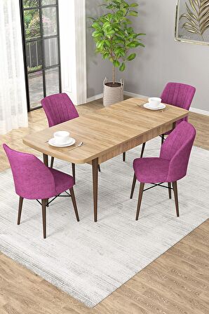 Rovena Novana Meşe 80x132 Açılabilir Suntalam Mutfak Masası Takımı 4 Adet Sandalye