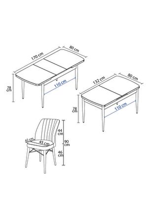 Rovena Novana Meşe 80x132 Açılabilir Suntalam Mutfak Masası Takımı 4 Adet Sandalye