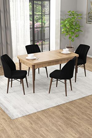 Rovena Novana Meşe 80x132 Açılabilir Suntalam Mutfak Masası Takımı 4 Adet Sandalye