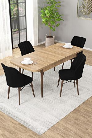 Rovena Novana Meşe 80x132 Açılabilir Suntalam Mutfak Masası Takımı 4 Adet Sandalye