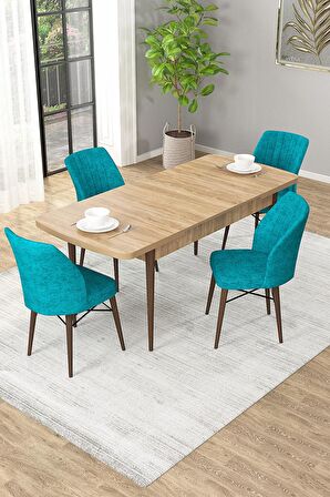 Rovena Novana Meşe 80x132 Açılabilir Suntalam Mutfak Masası Takımı 4 Adet Sandalye