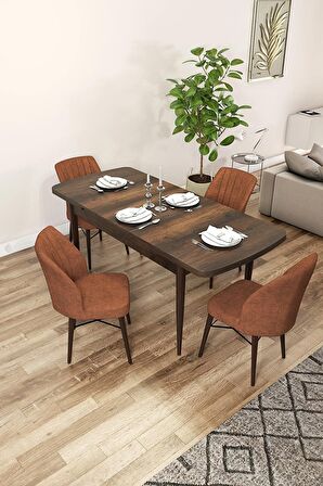 Rovena Novana Barok 80x132 Açılabilir Suntalam Mutfak Masası Takımı 4 Adet Sandalye