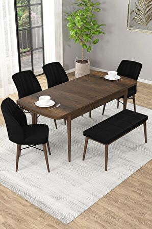 Rovena Novana Barok 80x132 Açılabilir Suntalam Mutfak Masası Takımı 4 Adet Sandalye + 1 Bench