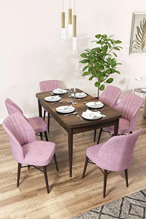 Rovena Novana Barok 80x132 Açılabilir Suntalam Mutfak Masası Takımı 6 Adet Sandalye