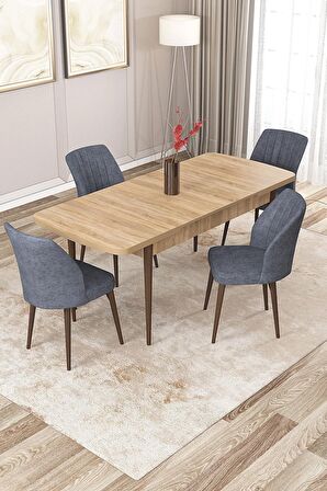 Rovena Zayn Meşe 80x132 Açılabilir Suntalam Mutfak Masası Takımı 4 Adet Sandalye