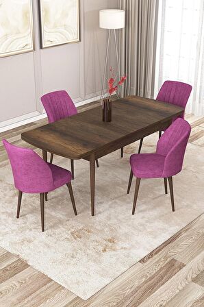 Rovena Zayn Barok 80x132 Açılabilir Suntalam Mutfak Masası Takımı 4 Adet Sandalye