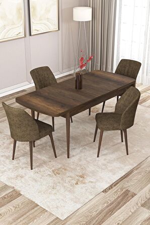 Rovena Zayn Barok 80x132 Açılabilir Suntalam Mutfak Masası Takımı 4 Adet Sandalye