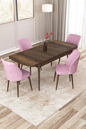 Rovena Zayn Barok 80x132 Açılabilir Suntalam Mutfak Masası Takımı 4 Adet Sandalye