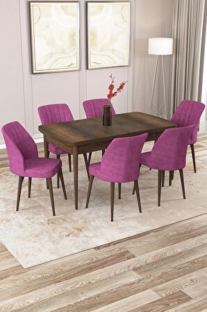 Rovena Zayn Barok 80x132 Açılabilir Suntalam Mutfak Masası Takımı 6 Adet Sandalye