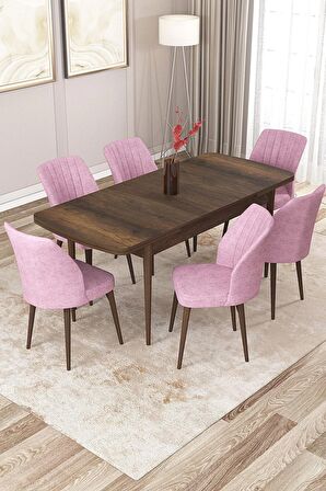 Rovena Zayn Barok 80x132 Açılabilir Suntalam Mutfak Masası Takımı 6 Adet Sandalye