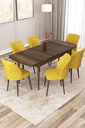 Rovena Zayn Barok 80x132 Açılabilir Suntalam Mutfak Masası Takımı 6 Adet Sandalye
