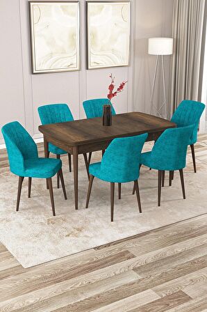 Rovena Zayn Barok 80x132 Açılabilir Suntalam Mutfak Masası Takımı 6 Adet Sandalye