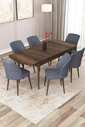 Rovena Zayn Barok 80x132 Açılabilir Suntalam Mutfak Masası Takımı 6 Adet Sandalye