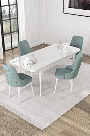 Rovena Alya Barok 80x132 Açılabilir Mdf Mutfak Masası Takımı 4 Adet Sandalye