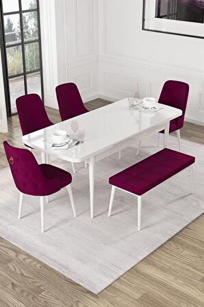 Rovena Alya Barok 80x132 Açılabilir Mdf Mutfak Masası Takımı 4 Adet Sandalye