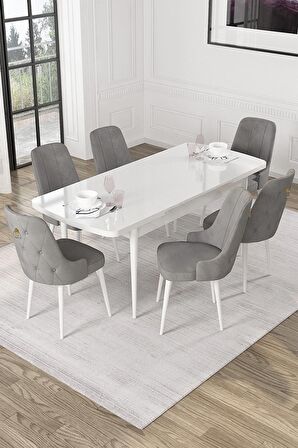 Rovena Alya Barok 80x132 Açılabilir Mdf Mutfak Masası Takımı 4 Adet Sandalye