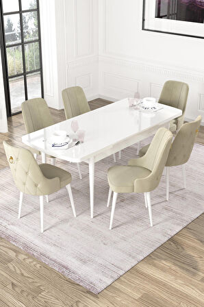 Rovena Alya Barok 80x132 Açılabilir Mdf Mutfak Masası Takımı 4 Adet Sandalye