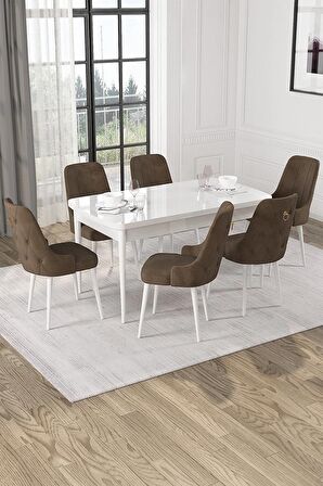 Rovena Alya Barok 80x132 Açılabilir Mdf Mutfak Masası Takımı 4 Adet Sandalye
