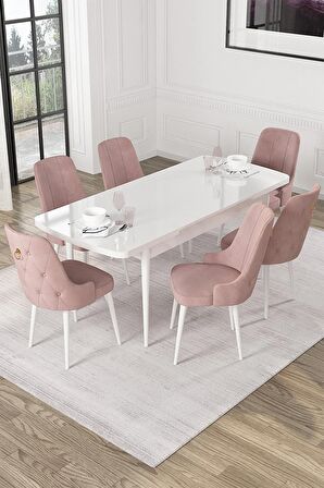 Rovena Alya Barok 80x132 Açılabilir Mdf Mutfak Masası Takımı 4 Adet Sandalye