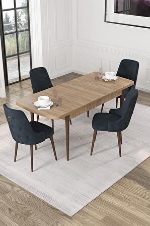 Rovena Alya Barok 80x132 Açılabilir Mdf Mutfak Masası Takımı 4 Adet Sandalye