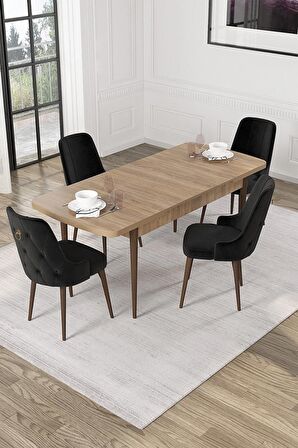 Rovena Alya Barok 80x132 Açılabilir Mdf Mutfak Masası Takımı 4 Adet Sandalye